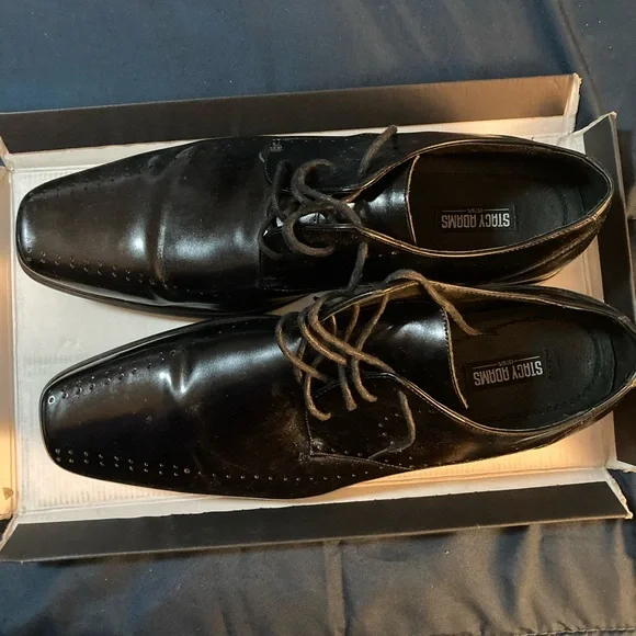 stacy adams mens black dress shoes Zip-front Mix Media Dress-Black